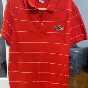 Vintage Lacoste Red White Striped Polo Shirt Men's